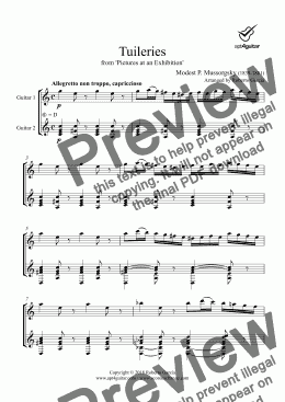 page one of Tuileries for guitar duet