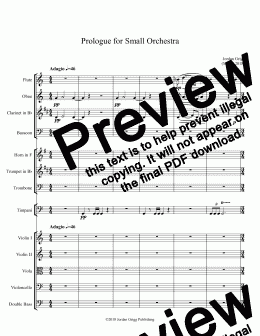 page one of Prologue for Small Orchestra - Score and parts