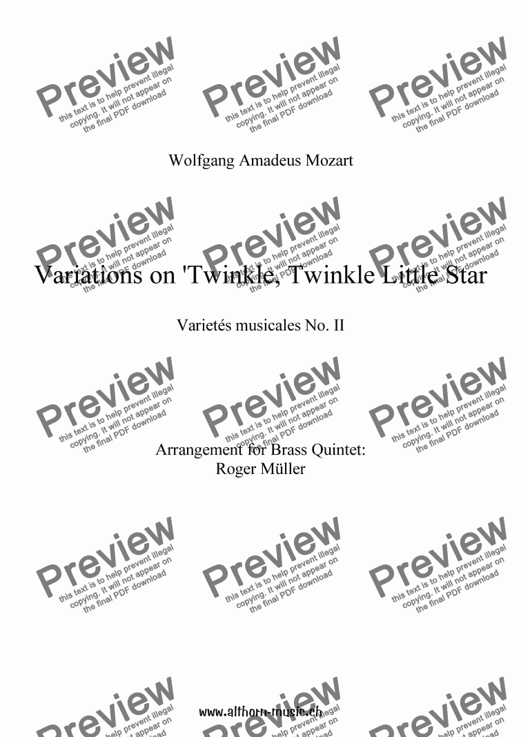 page one of Variations on 'Twinkle, twinkle little Star'