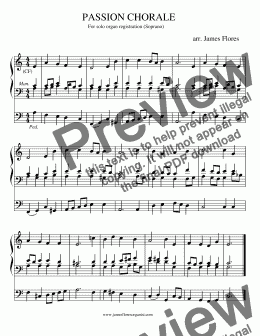 page one of Hymn tune: PASSION CHORALE for solo organ registration
