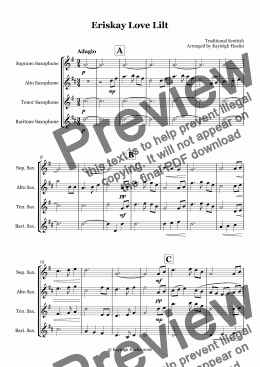 page one of Eriskay Love Lilt (SATB saxophone quartet)