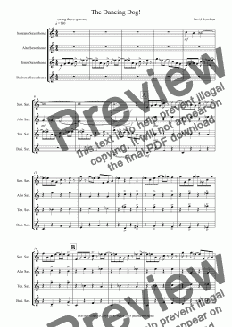 page one of The Dancing Dog! for Saxophone Quartet