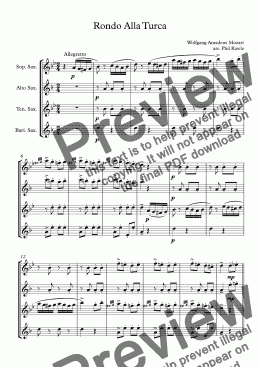 page one of Rondo Alla Turca - Saxophone Quartet