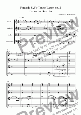 page one of Fantasia Syi'ir Tanpo Waton - Gus Dur no. 2 in C Major for String Quartet