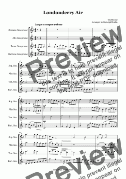 page one of Londonderry Air (SATB saxophone quartet)