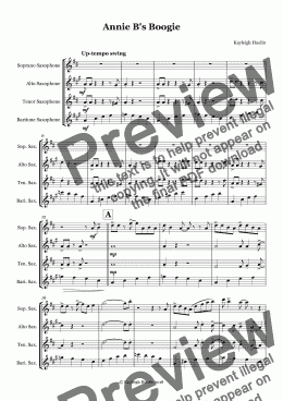 page one of Annie B's Boogie (SATB saxophone quartet)