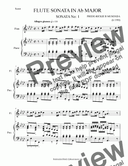 page one of FLUTE SONATA