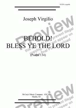 page one of Behold! Bless Ye The Lord for mixed voices a cappella