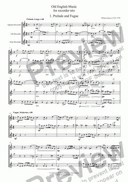 page one of OLD ENGLISH MUSIC for recorder trio