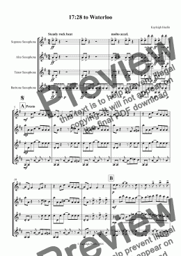 page one of 17:28 to Waterloo (SATB saxophone quartet)