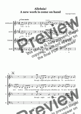 page one of Alleluia!  A new work is come on hand (SATB choir)
