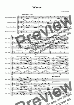 page one of Waves (SATB saxophone quartet)