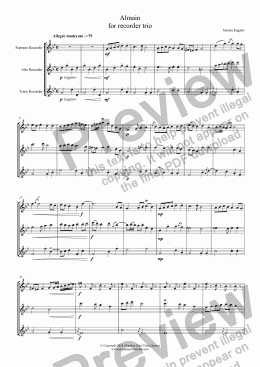 page one of ALMAIN - for recorder trio