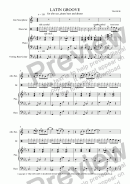 page one of LATIN GROOVE for alto sax, piano, bass and drums