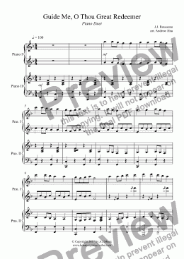 page one of Guide Me, O Thou Great Redeemer - Piano Four Hands