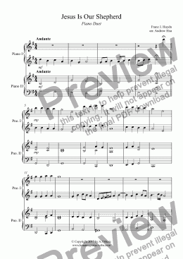 page one of Jesus Is Our Shepherd - Piano Four Hands
