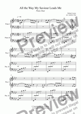 page one of All the Way My Saviour Leads Me - Piano Four Hands