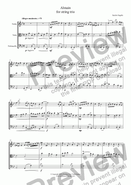 page one of ALMAIN -  for string trio