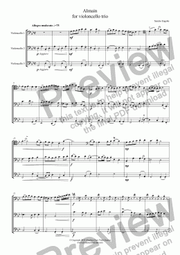 page one of ALMAIN - for violoncello trio