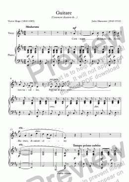 page one of Guitare  (Jules Massenet / Victor Hugo)