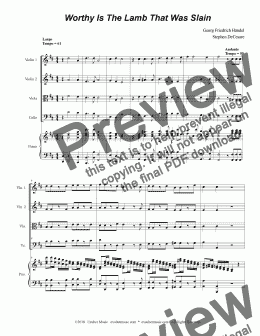 page one of Worthy Is The Lamb That Was Slain (for String Quartet)