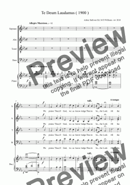 page one of Sullivan Boer War Te Deum ( 1900 ) Piano/vocal score