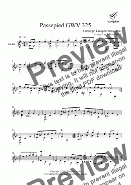 page one of Passepied GWV 325 for solo guitar
