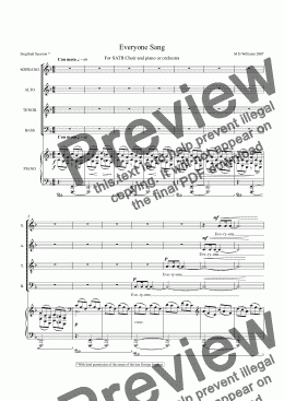page one of Everyone Sang: SATB Choir and piano