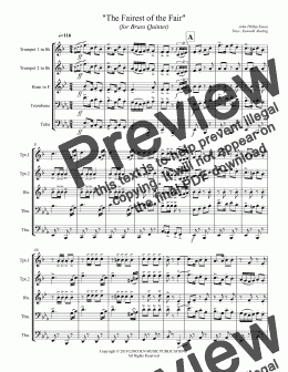 page one of March – The Fairest of the Fair (for Brass Quintet)
