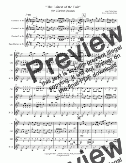 page one of March - The Fairest of the Fair (for Clarinet Quartet)