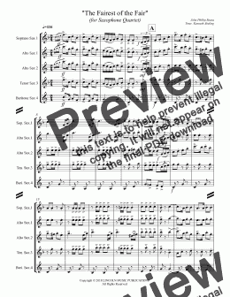 page one of March - The Fairest of the Fair (for Saxophone Quartet SATB or AATB)