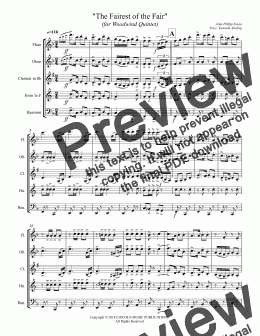page one of March - The Fairest of the Fair (for Woodwind Quintet)