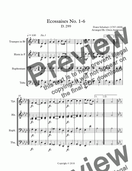 page one of Ecossaises N0.1-6 D.299 - Score and parts