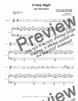 page one of  O Holy Night (with "Silent Night" - Duet for Soprano & Tenor Saxophone)