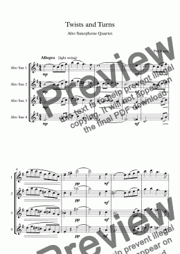 page one of Twists and Turns - Alto Saxophone Quartet