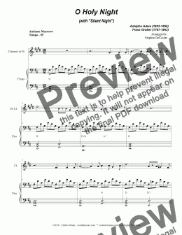 page one of O Holy Night (with "Silent Night" - Duet for Flute & Bb-Clarinet)
