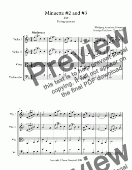 page one of Minuette #2 and #3 - Full Score