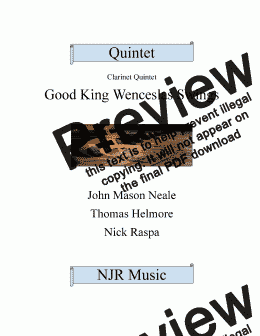 page one of Good King Wenceslas Swings - Clarinet Quintet