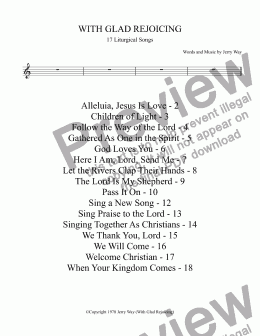 page one of WITH GLAD REJOICING (Album Lead Sheets for 16 Songs)
