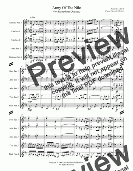 page one of March - Army of the Nile (for Saxophone Quartet SATB or AATB)
