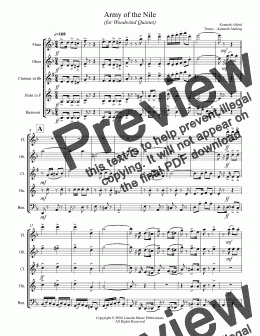 page one of March - Army of the Nile (for Woodwind Quintet)