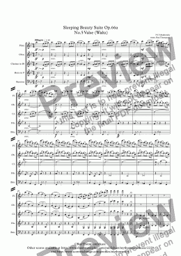 page one of Tchaikovsky: Sleeping Beauty Suite Op.66a  No.5 Valse (Waltz) - wind quintet