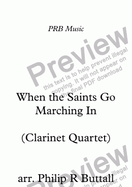 page one of When the Saints Go Marching In (Clarinet Quartet)