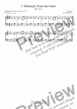 page one of Hallelujah, Praise the Father - Really Easy Piano 002