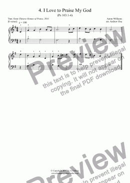 page one of I Love to Praise My God - Really Easy Piano 4