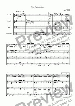 page one of The Entertainer - String Quartet