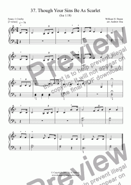 page one of Though Your Sins Be As Scarlet - Really Easy Piano 37