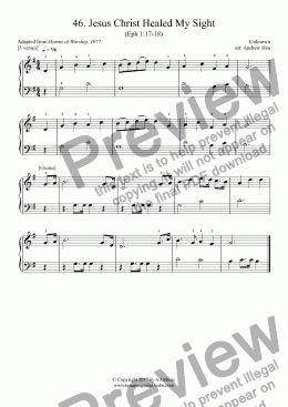 page one of  Jesus Christ Healed My Sight - Really Easy Piano 46