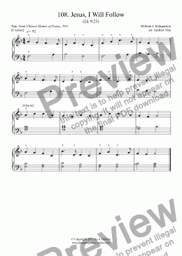 page one of Jesus, I Will Follow - Really Easy Piano 108