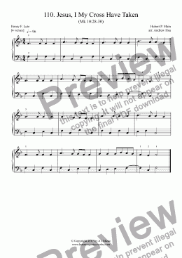 page one of Jesus, I My Cross Have Taken - Really Easy Piano 109